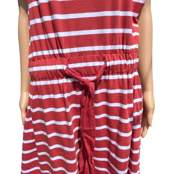 Susan Betro Size XL Casual Dress Red & White Striped Short Sleeve Tie Beachy - Picture 3 of 6